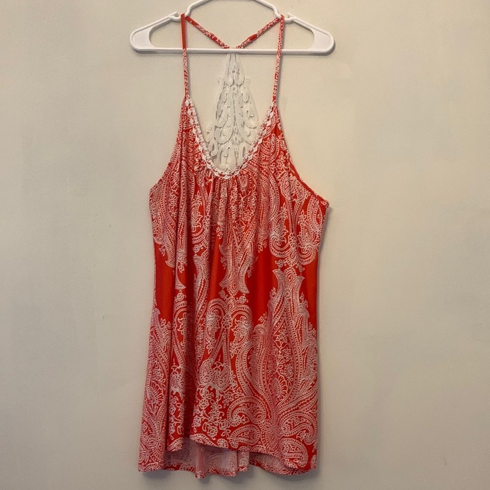 In Bloom Red and White Paisley Swim Coverup